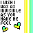Animated contact sheet of 12 frames showing a pixelated text-based icon with repeating lyrics and heart symbols, arranged in a 4x3 grid on a striped background.