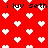 Red background with white pixelated hearts and repeated text "i luv seth" in black pixels, arranged in a pattern