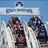 Pixelated image of a roller coaster with riders, set against a blue background with blue text elements.