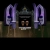 Pixelated icon shows two purple wing-like shapes flanking a central dark rectangular area with brown pixel clusters inside, set against a gradient background.