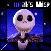 identical cartoon skeleton icons with large black eyes and striped shirt, each labeled 'what's this?' above on dark blue background