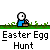 Animated contact sheet showing 10 frames of a pixel art Easter egg hunt icon with a stick figure character and text.