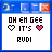 Pixelated text and heart symbols in blue-bordered frames with white backgrounds, showing two states of a single animation.