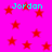 Bright pink background with scattered red stars and cyan text reading "Jordan" in four locations.