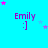 identical 'Emily :]' icons on a cyan background with scattered pink and light blue stars