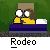 Animated pixel art of yellow figures on a purple platform with green background, showing sequential changes in pose and props.