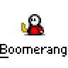 Animated contact sheet of a red cartoon character with white head performing boomerang motion across 25 frames on gray background