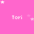 Pink background with white 'Tori' text repeated in a , scattered star shapes in light pink and white