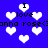 Blue background with white pixelated hearts and repeated text 'I love anna rose<3' in black pixelated font.