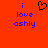 Red background with blue text reading "i love ashly" and a black pixelated heart symbol above the text.