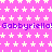A static image with a pink background covered in white stars, displaying repeated purple text 'Gabbyriella! Gabbyriella! Gabbyriella!' across three horizontal bands.