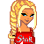 Pixel art of a blonde female character in red 'Star Star' top, blue jeans, and red handbag, with multiple views showing full body, torso, legs, and close-up head.