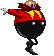 Pixelated character in red jacket with yellow star, black body, and white gloves running across gray background.