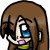 Pixelated cartoon character with brown hair, blue eyes, pink lips, and a yellow-green top; left eye is closed in one frame while open in the other.
