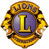 Lions International logo icon with yellow and purple colors, featuring a central 'L' and two lion heads on a gray background.
