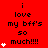 Red background with black text reading "i love my bff's so much!!!" and white heart symbols in a pattern, animated to change heart counts per