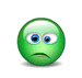 Green circular icon with blue eyes and changing facial expressions including crossed eyes, open mouth, and yellow splatter effects.
