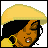 Pixelated cartoon woman with dark skin and black hair wearing a yellow hat, yellow earrings, and a teal top, shown in three sequential poses with text below