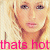 Pixelated static image of a person with hands near face and pink text reading "thats hot" at bottom, on light beige background.