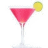 Pixelated icon of a pink cocktail in a martini glass with a yellow lemon slice on the rim.