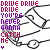 A static image of a cartoon car with text "DRIVE DRIVE YOU'RE NEVER GONNA CATCH ME" in red and purple pixelated letters, featuring small pink hearts below the text.