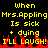 Yellow pixelated text on black background with red flame graphics at bottom, repeating phrase about Mrs. Appling being sick and dying.