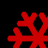 Four red pixelated snowflake shapes on a black background, each with distinct branching patterns and varying numbers of arms.