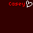 Red text 'Casey' appears twice on a dark red background with a white pixelated heart symbol between them.