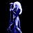 A 6-frame animated contact sheet showing a woman with long blonde hair singing into a microphone, displayed in blue monochrome tones against black background.