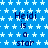 Blue background with white stars, repeated text "Heidi is a star" in dark blue, and a gray rectangle in the bottom right corner.