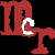 A 50x50 pixel animated buddy icon featuring a red stylized 'M' and white 'C' on a black background, transitioning from a static frame to a fragmented motion effect with scattered red shapes.