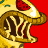 Pixelated pizza slice with pepperoni, melted cheese, and crust on red background, partially overlapping another pizza slice.