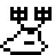 Two black-and-white pixelated figures with blocky heads and simplified bodies, one standing upright while the other appears to be in motion or altered pose.