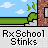Pixel art animation of a character in a yellow shirt standing outside a brick building with green grass and blue sky, displaying sequential speech bubbles.