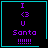 Four identical pixel art with cyan borders display purple text reading "I <3 U Santa !!!!!!!" on a black background, one includes a small cyan heart symbol