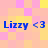 Four identical blue text elements reading "Lizzy <3" arranged in a on a pastel checkered background of pink, yellow, and orange squares
