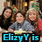 Two side-by-side pixelated images of people with blue text overlays reading "ElizyY is" and "Icary's no:1 fan".