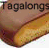 Static pixelated image of a food item with partial text above it on a brown background.