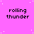 A static image with a bright pink background featuring scattered white dots and repeated black text reading 'rolling thunder' in a pattern