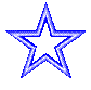 Nine star-shaped outlines arranged in a on gray background, each with distinct neon color and glowing effect