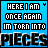 A 4x3 contact sheet of animated frames showing a pixelated text-based animation with blue background and black-and-white text repeating 'HERE I AM ONCE AGAIN IM TORN INTO PIECES' across all visible frames.