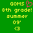 Green background with yellow pixelated text reading 'GOMS 8th grade! summer 09' and a pink heart symbol above the 'GOMS' text on the left side.
