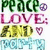 A static image displays a vertical wordwall with repeated text and symbols in distinct color blocks.