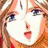 A 48x48 pixel buddy icon featuring a split composition with an anime-style character on the left and text elements on the right against a black background.