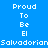 Blue background with pixelated white text reading 'Proud To Be El Salvadorian' in four quadrants, some displaying a glowing effect.