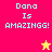 Pixelated text 'Dona Is AMAZINGG!' in light blue on pink and yellow backgrounds with a star icon.