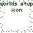 Pixelated green text and dots form a repeating pattern with 'icon' labels on a white background, showing no animation or distinct subjects.