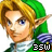 Pixelated 48x48 static buddy icon featuring a character with blonde hair, green hat, pointed ears, and blue eyes in profile view against white background.