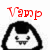 Pixelated cartoon character with black hair and white face, red text above each frame showing 'Vamp', 'Su', and 'Shi' in sequence.