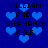 Blue background with pixelated blue hearts and black text reading 'WILLIAM AND STEPHANIE A.A.F' in two identical sections.